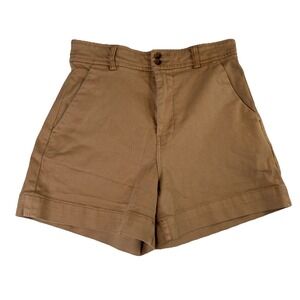 Everlane Shorts Women Size 6 The Way-High Rise Twill Canvas Brown Stretch Y2K